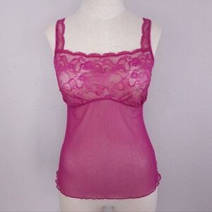 JEZEBEL Pink Lace Camisole Cami Tank Top